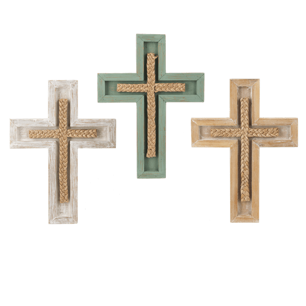 Framed Natrual Braided Cross Flower Bouquet