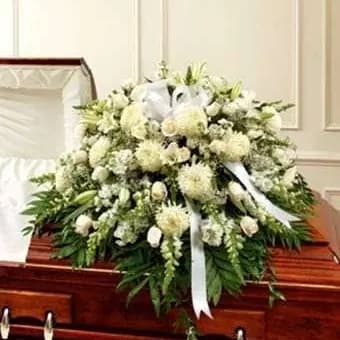 White Wishes Casket Spray Flower Bouquet