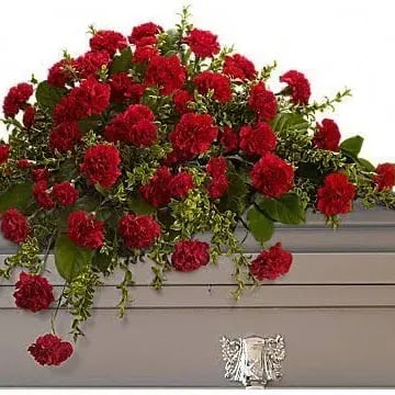 Red Carnation Casket Spray Flower Bouquet
