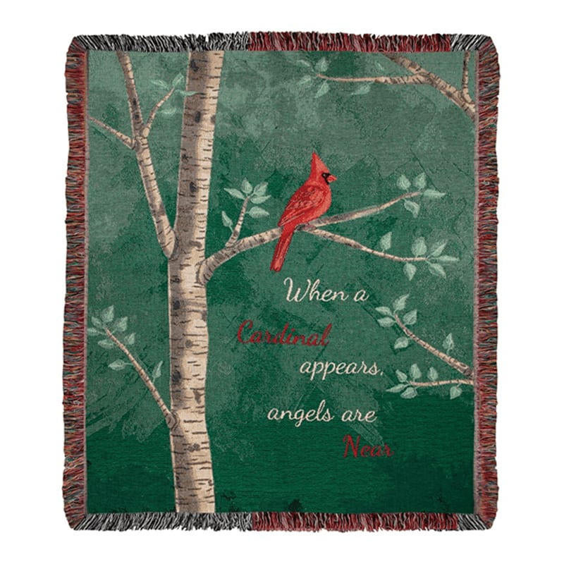 When A Cardinal Appears Tapestry Throw Flower Bouquet