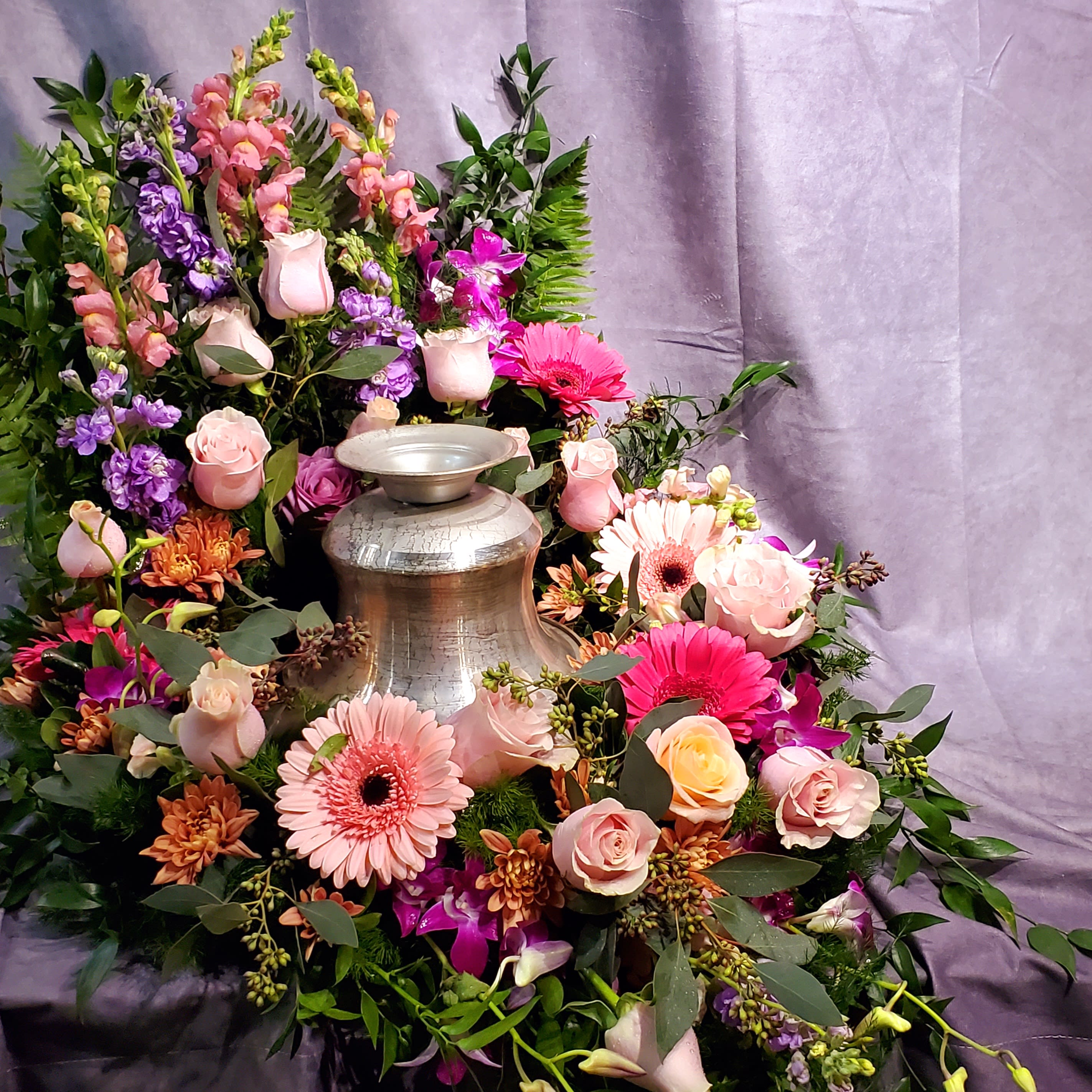 Urn Surround in Pastels Flower Bouquet