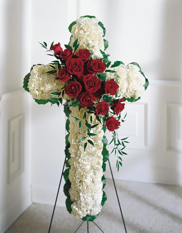 Floral Cross Easel Spray