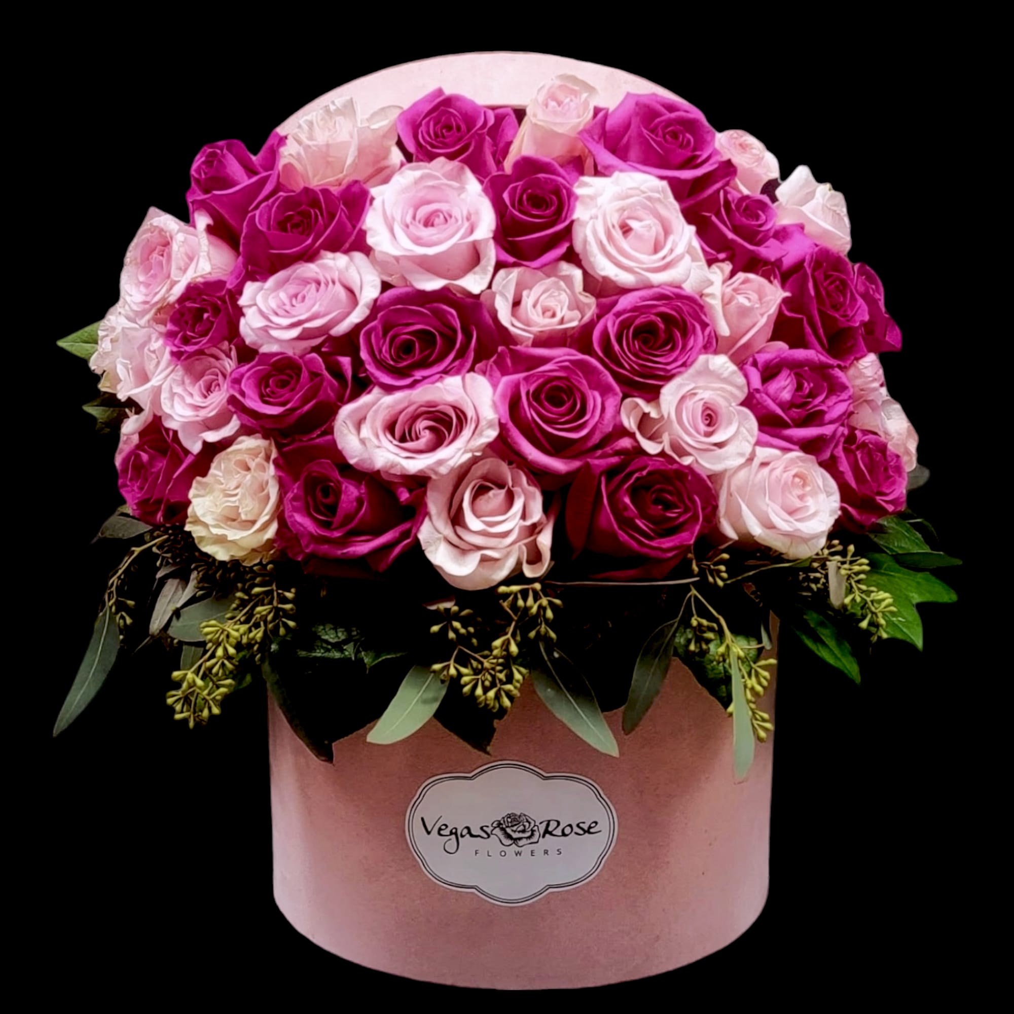 LIGHT & HOT PINK ROSE IN ANY WIDE BOX