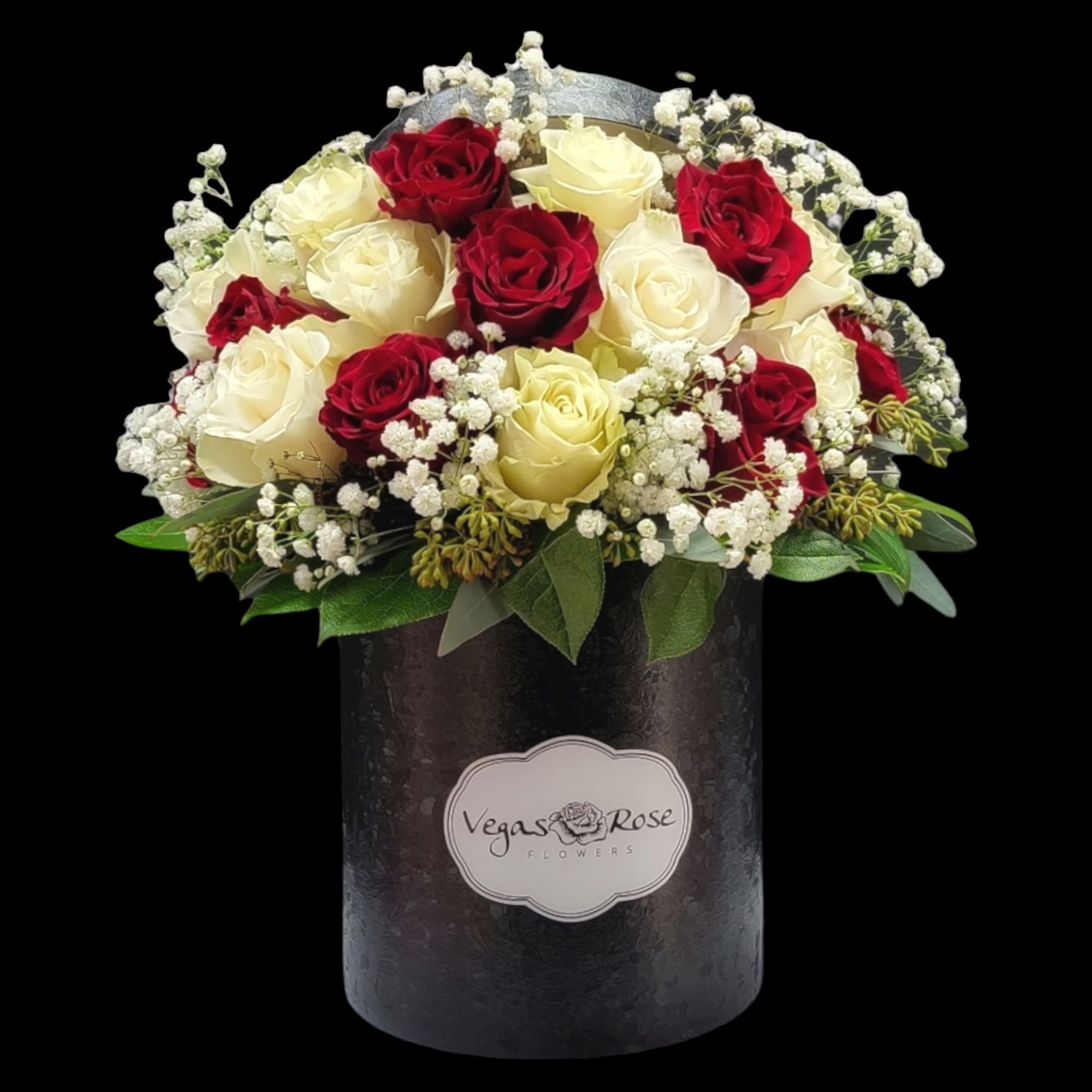 R & W ROSES WITH BABY BREATH Flower Bouquet