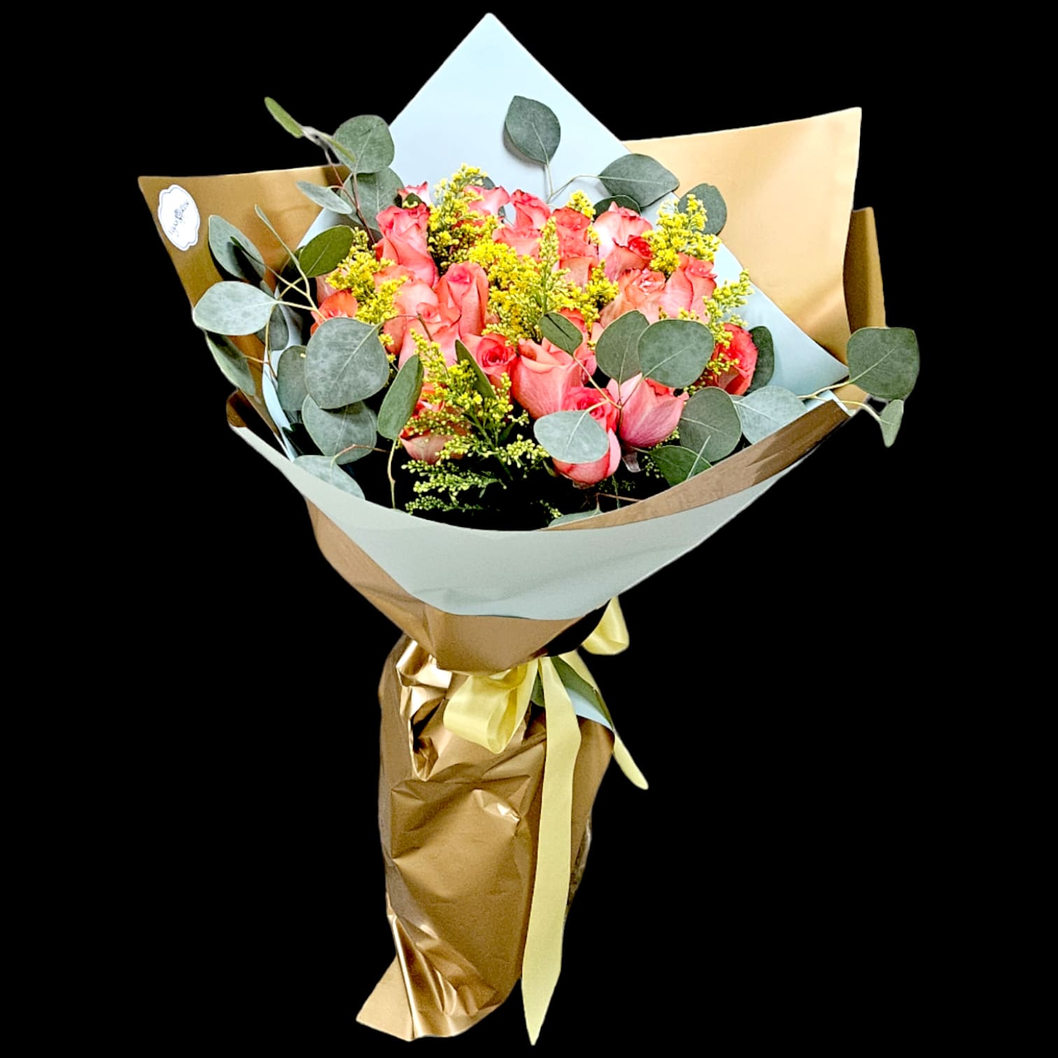 PINK ROSE WITH FILLERS WRAP