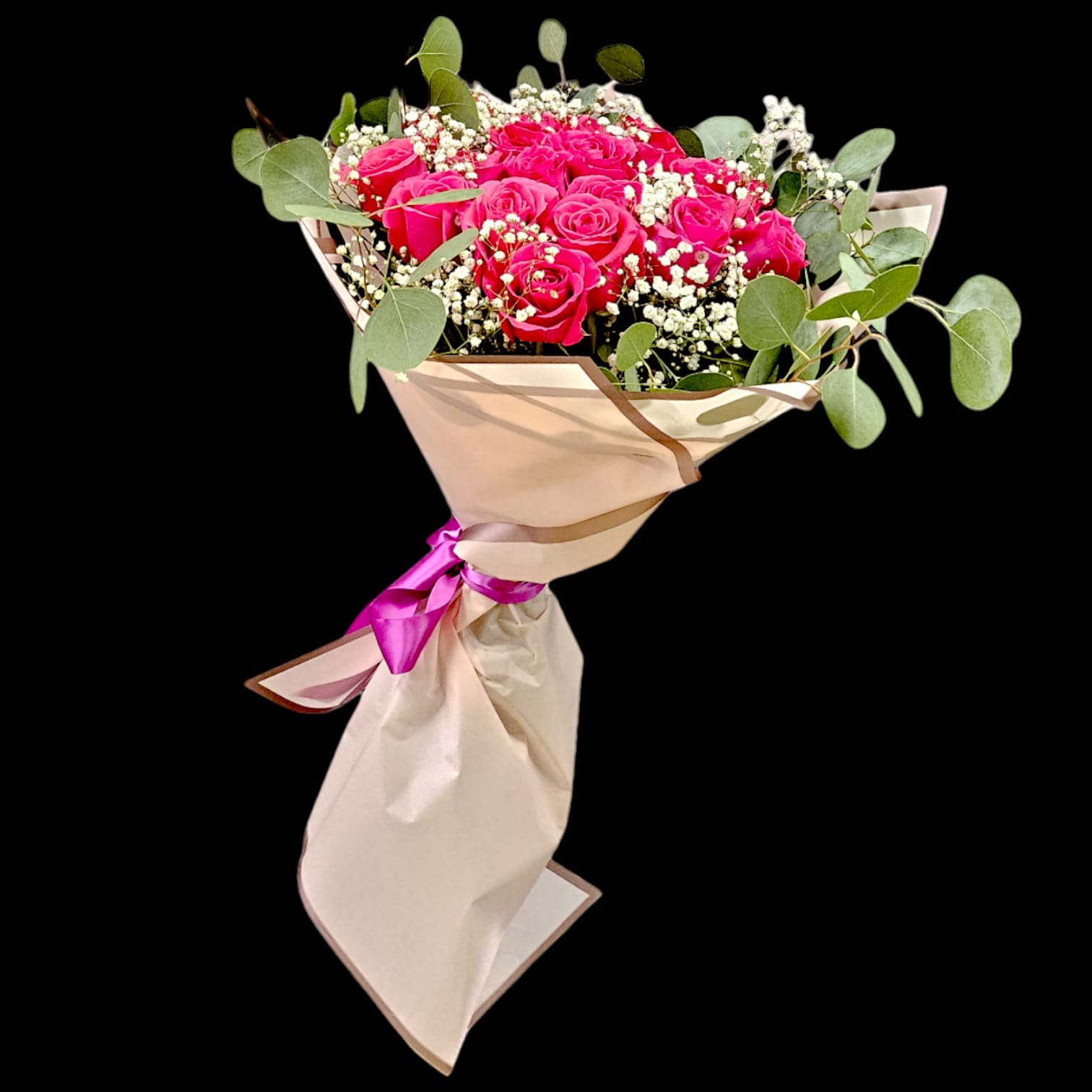 HOT PINK ROSE FILLERS BOUQUET