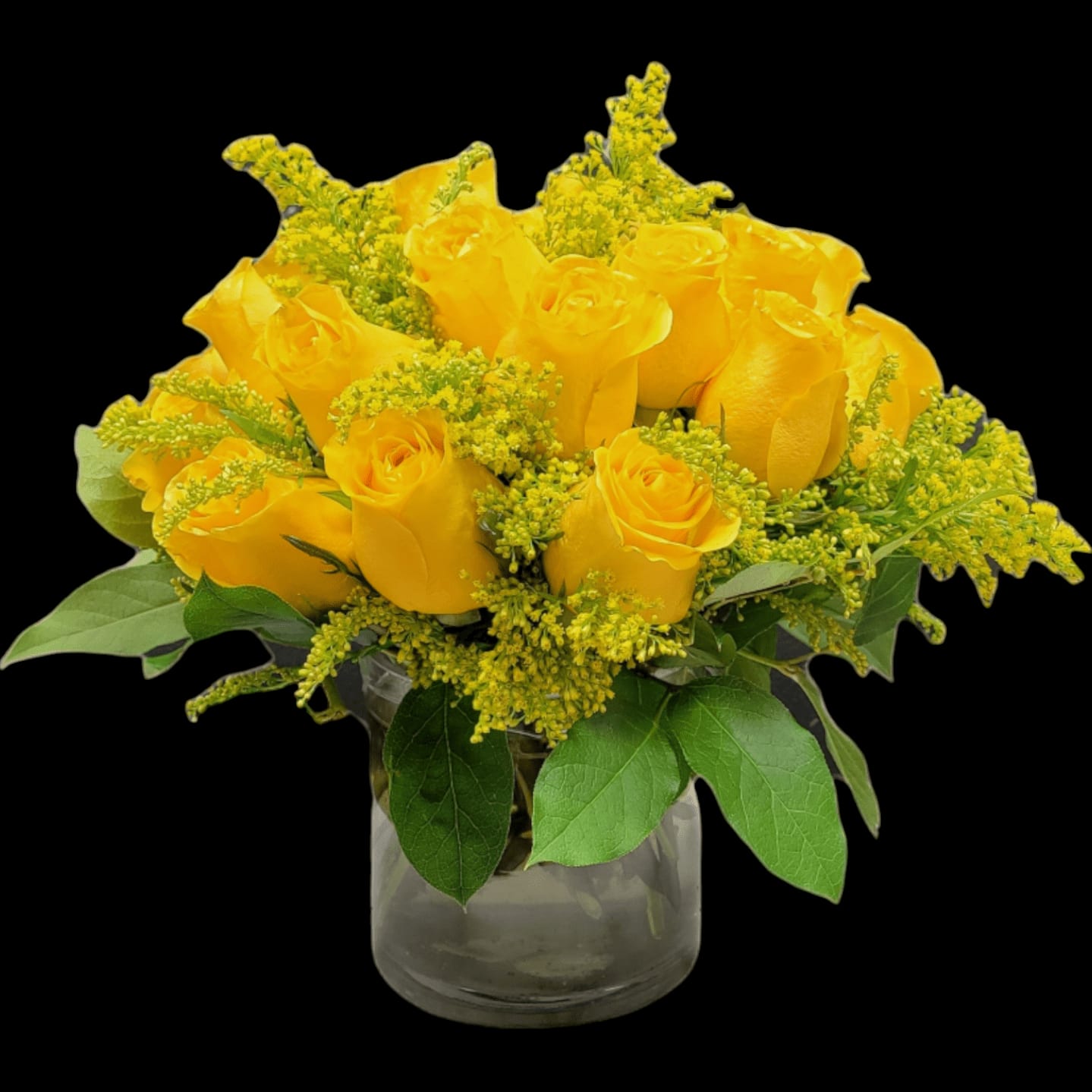 YELLOW ROSES IN SHORT VASE