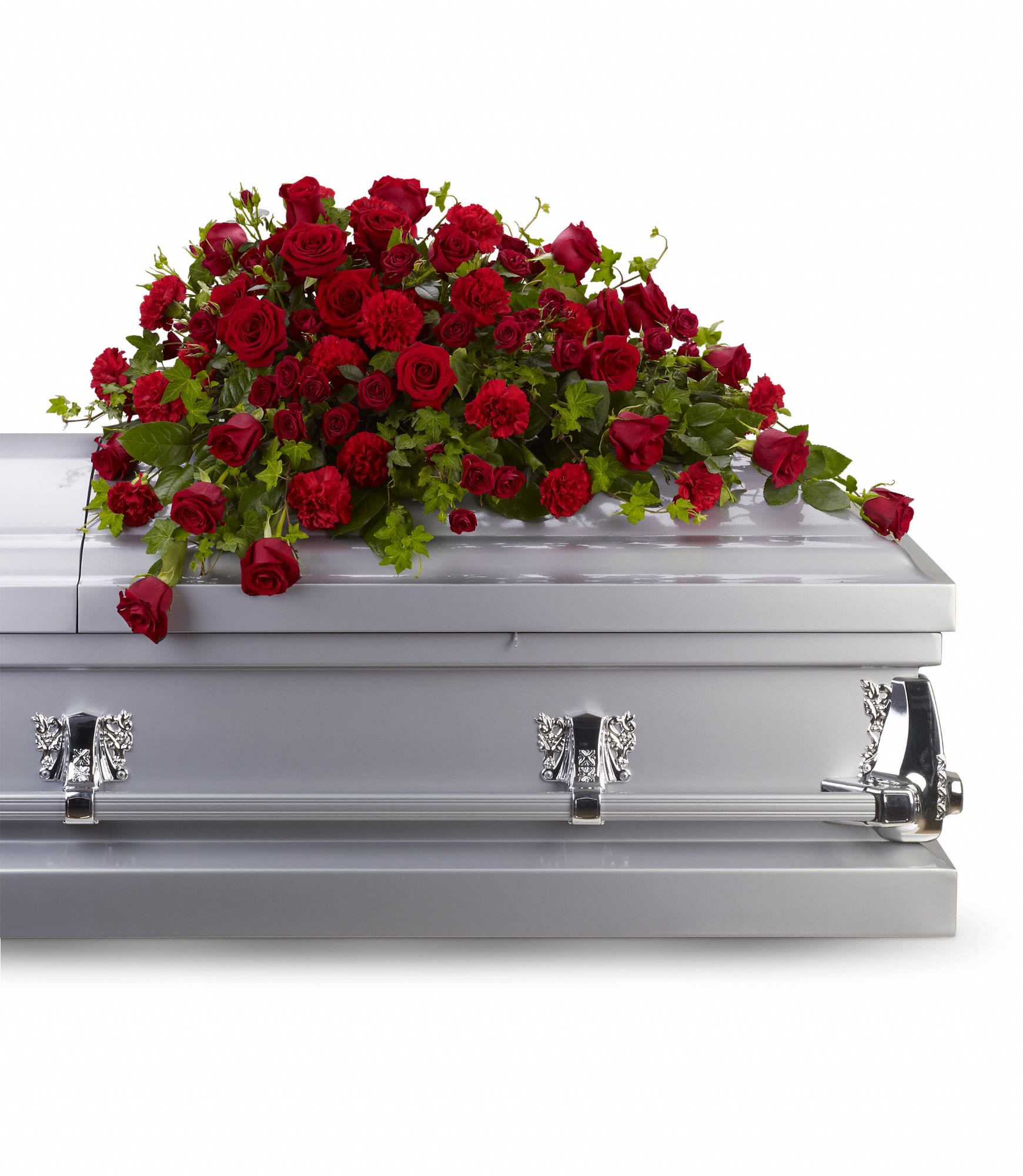 Red Rose Reverence Casket Spray by Teleflora