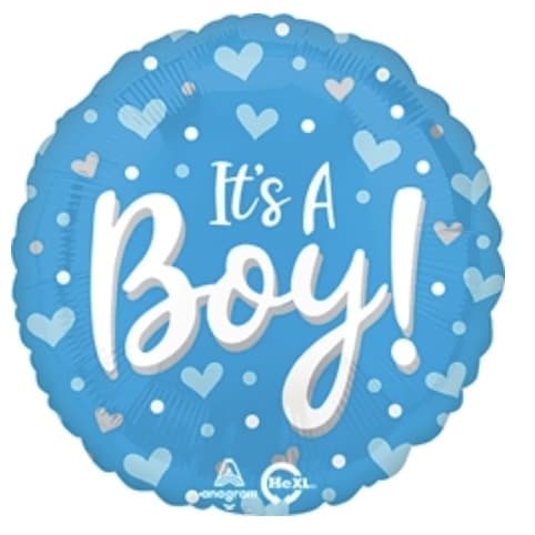 It's A Boy Hearts & Dots Balloon Flower Bouquet