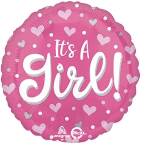 It's A Girl Hearts & Dots Balloon Flower Bouquet