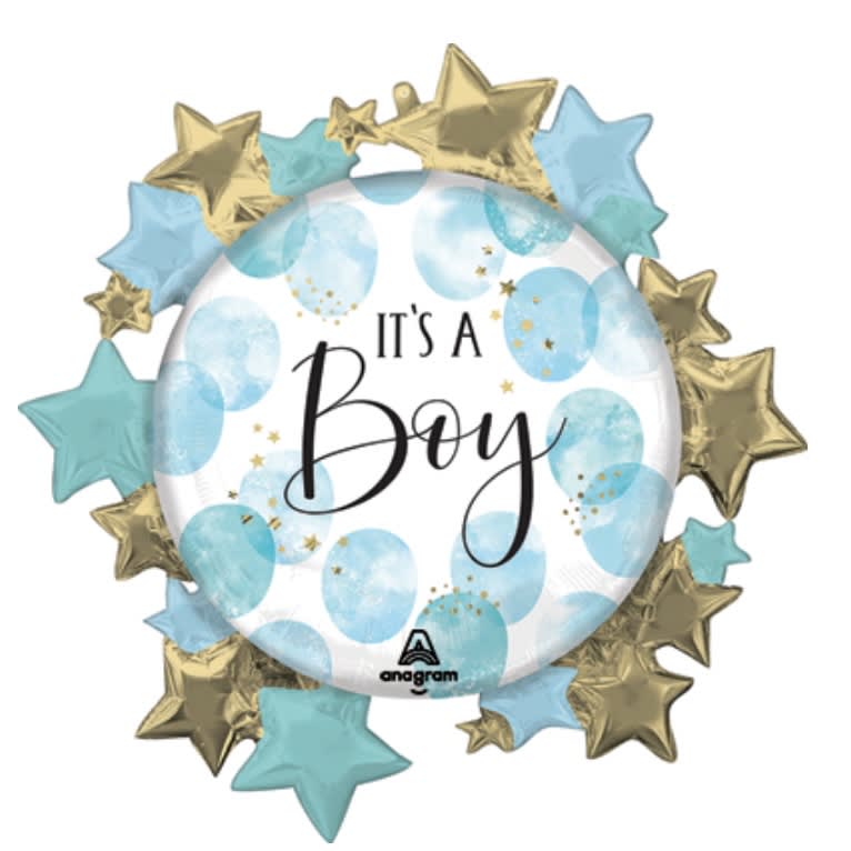 26 Inch Shape Baby Boy Blue Watercolor Balloon