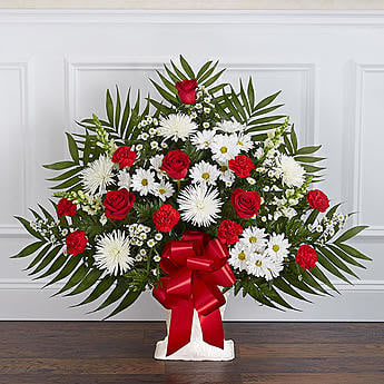 Heartfelt Tribute Floor Basket- Red & White