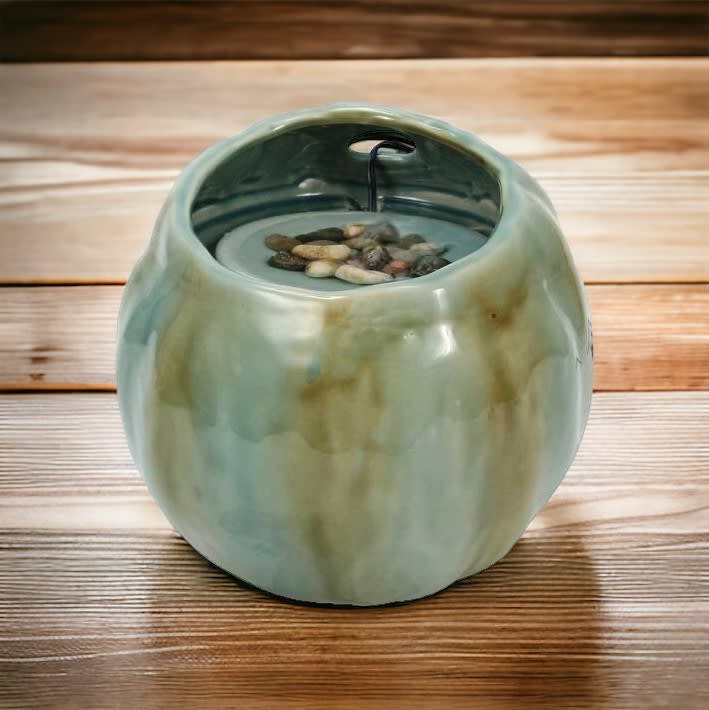 Green and Blue Round Indoor Water Fountain With Pump