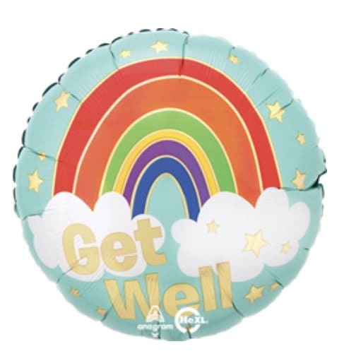 Get Well Gold Rainbow Balloon
