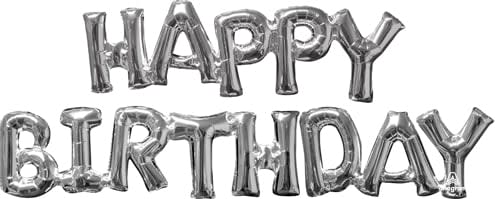 44 Inch Happy Birthday Silver Script