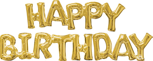 44 Inch Happy Birthday Gold Script