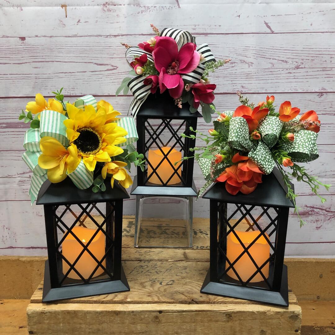 Summer Brights Silk (Artificial) Lantern Flower Bouquet