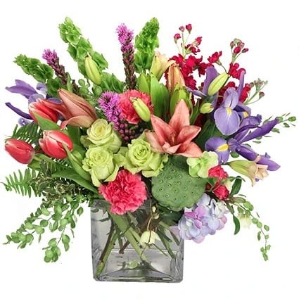 Playful Colors Premium Vase of Flowers