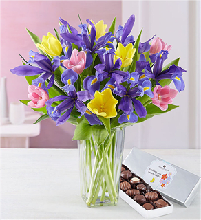  Fanciful Spring Tulip & Iris Bouquet