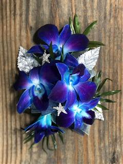 Premium Blue Orchid Corsage With Starfish Flower Bouquet
