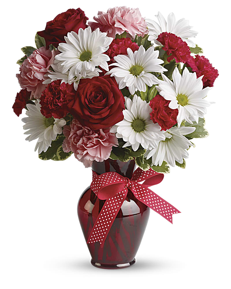 Hugs And Kisses Bouquet With Red Roses