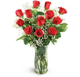 Classic Red Roses Arranged Flower Bouquet