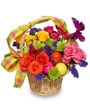 Egg-Cellent Easter Blooms Basket Of Flowers Flower Bouquet