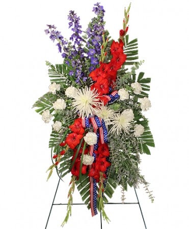 Salute To A Service Member Standing Spray Flower Bouquet