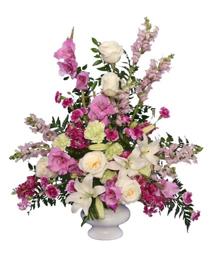 Magenta Sunset Urn Funeral Flowers