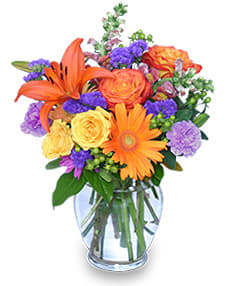 Sunset Waltz Vase of Flowers