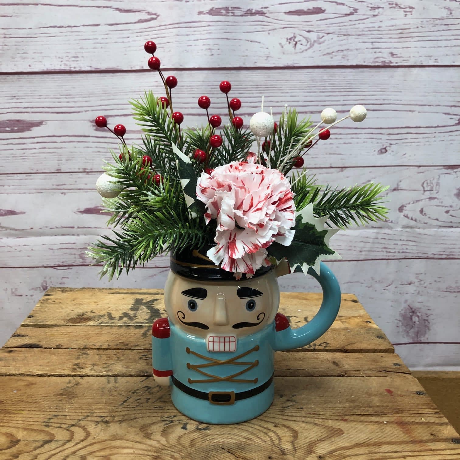 Nutcracker Mug Silk (Artificial) Arrangement