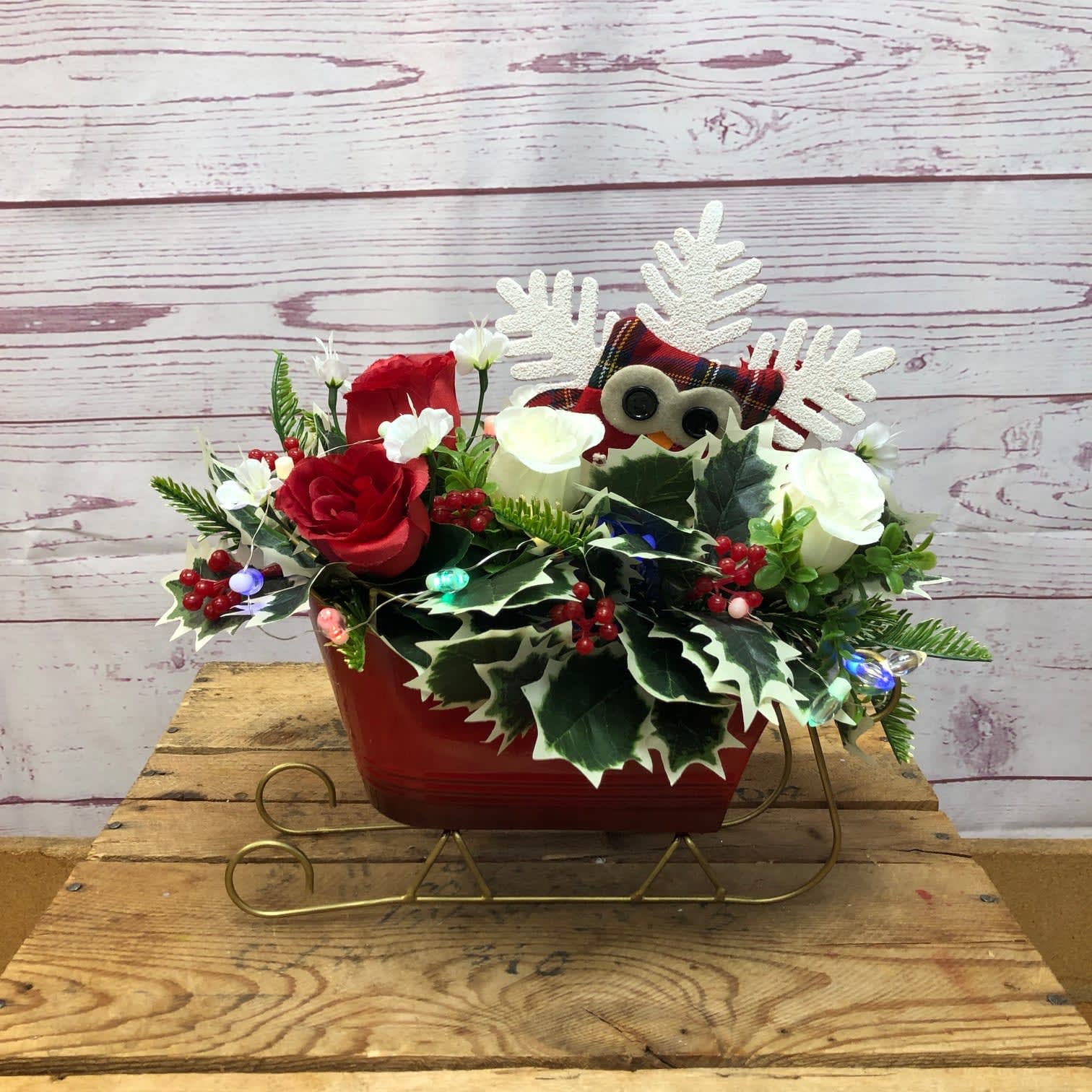 Sleigh Ride Silk (Artificial) Arrangement with LED Lights