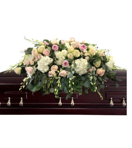 Blushing Tributes Casket Spray
