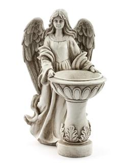 Angel with Bird Feeder Flower Bouquet