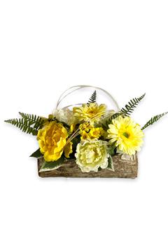 Birch Log Yellow Silk Bouquet