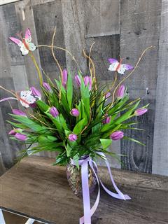 Purple Tulip Garden & Butterfly