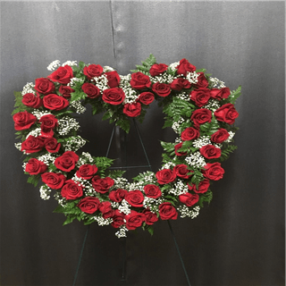 Red Rose Baby Breath Open Heart  - FH2