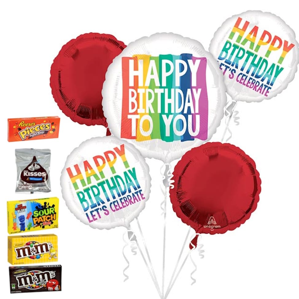 Let's Celebrate Happy Birthday Balloon Bouquet Flower Bouquet