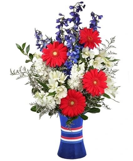 RED, WHITE & BEAUTIFUL BOUQUET OF FLOWERS