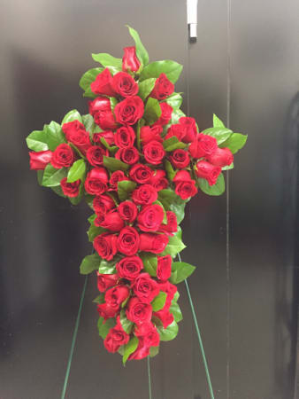 ROSE CROSS STANDING SPRAY Flower Bouquet