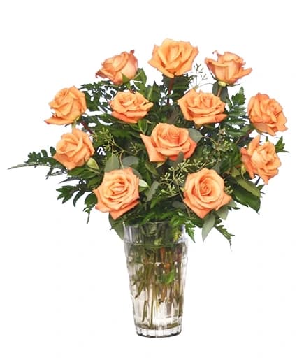 ORANGE BLOSSOM SPECIAL VASE OF ORANGE ROSES