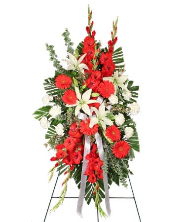 REVERENT RED FUNERAL FLOWERS Flower Bouquet