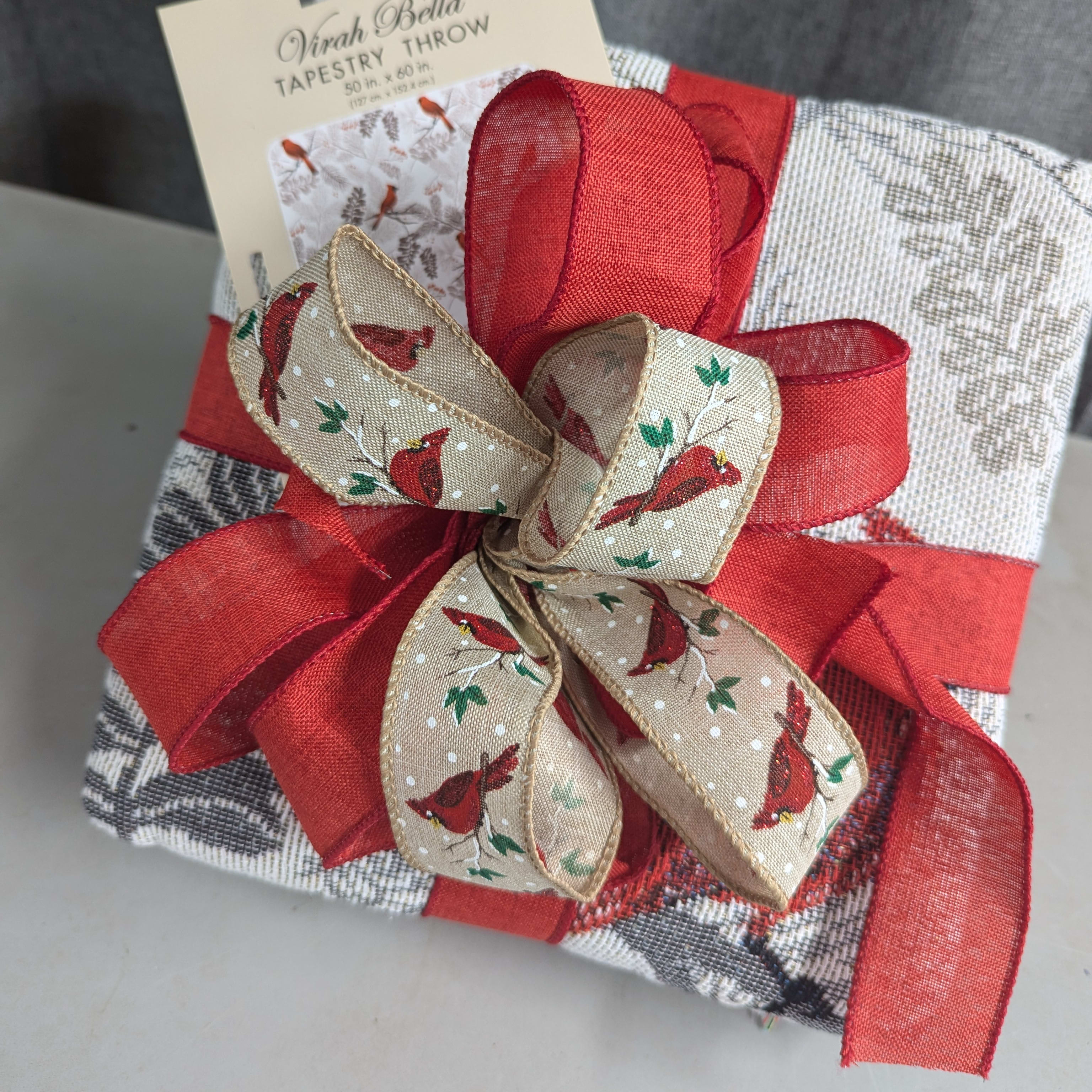 Cardinals and Berries Tapestry Throw Flower Bouquet