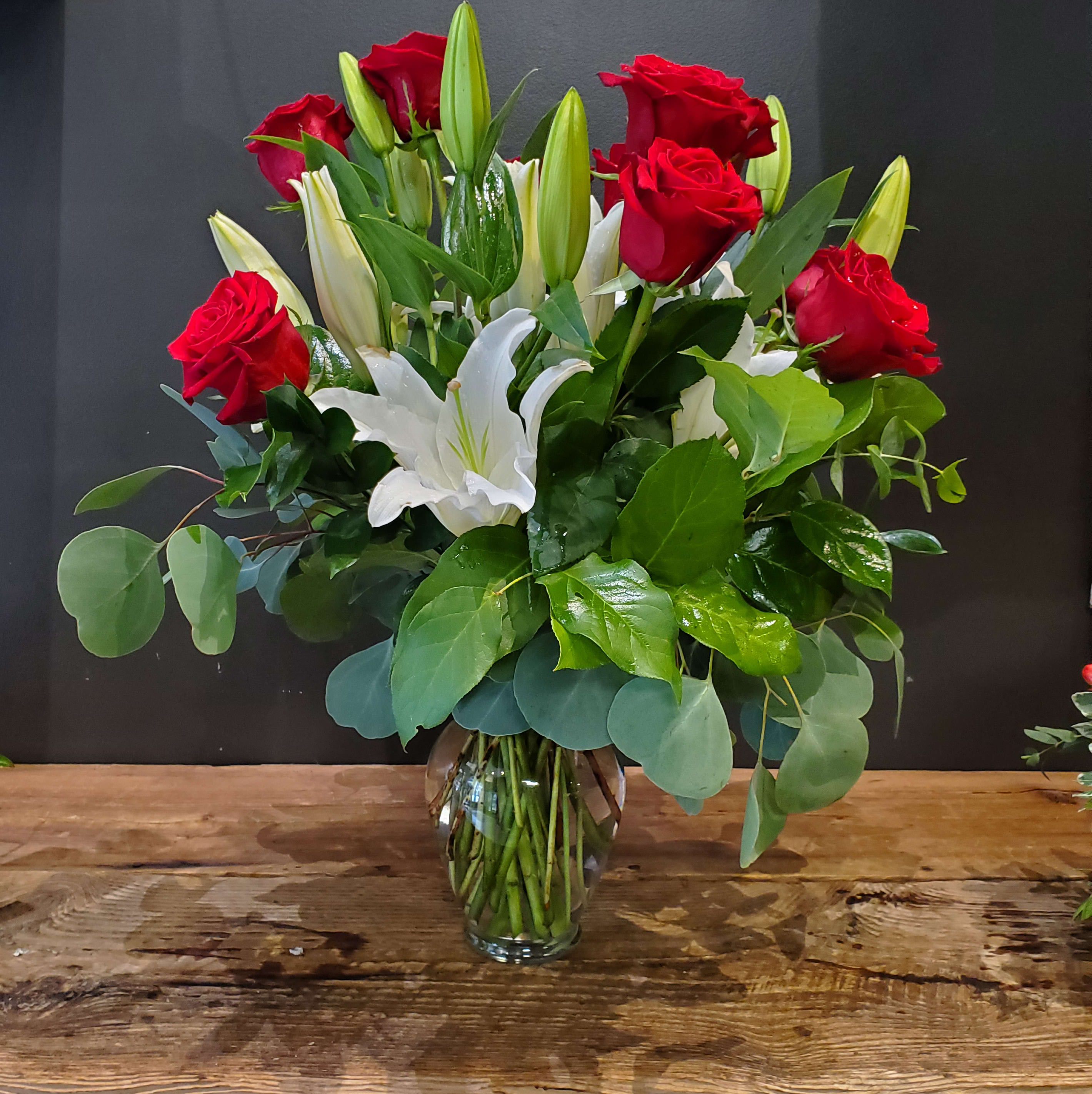 Lilies and Red Roses