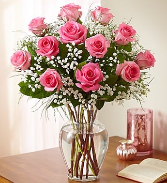 Rose Elegance™ Premium Pink Roses - 1 Dozen