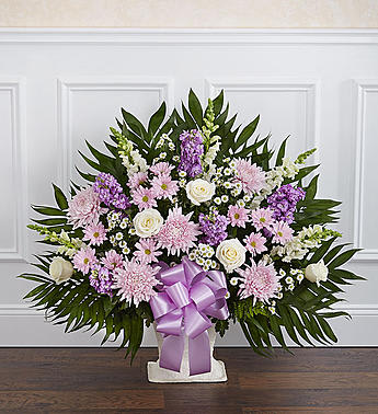 Heartfelt Tribute Lavender & White Floor Basket