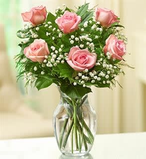 Rose Elegance™ Premium Pink Roses - 1/2 Dozen Flower Bouquet