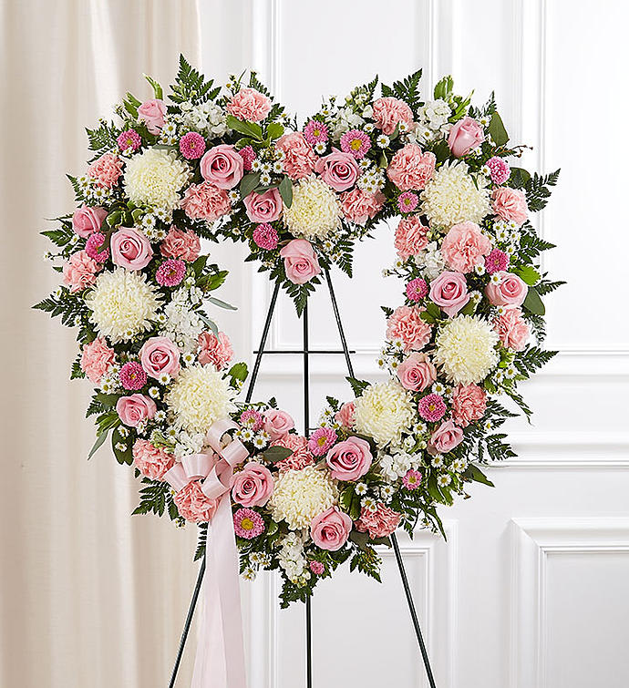 Pink & White Standing Open Heart
