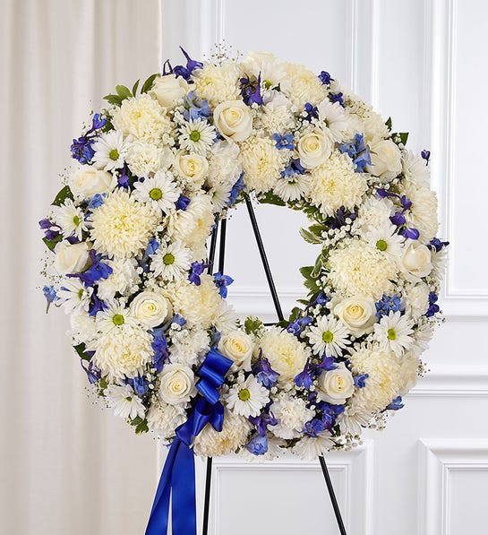 Serene Blessings™ Standing Wreath- Blue and White