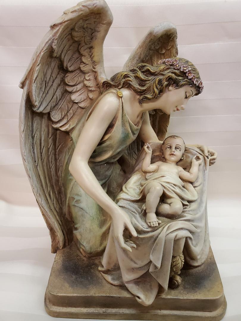 Angel Holding Baby Flower Bouquet